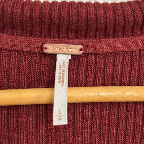 Free People Ella Sweater Ribbed Collared Cardigan Coquette Boho Crop Top - Picture 4 of 7